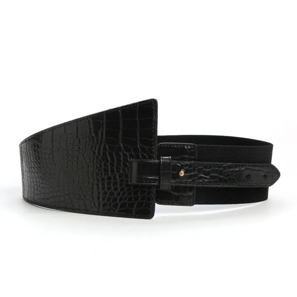 On My Rack Accessories - 2/$30 NWT Black Faux Vegan Leather Alligator Loop Corset Luxury Belt